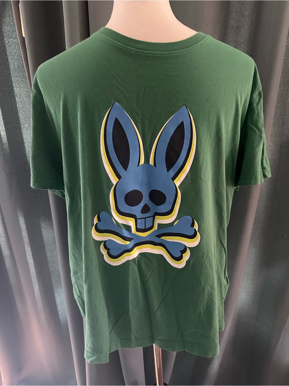 Psycho Bunny Graphic T Shirt Green Pima Cotton Skull Logo Men's Size 5 XL